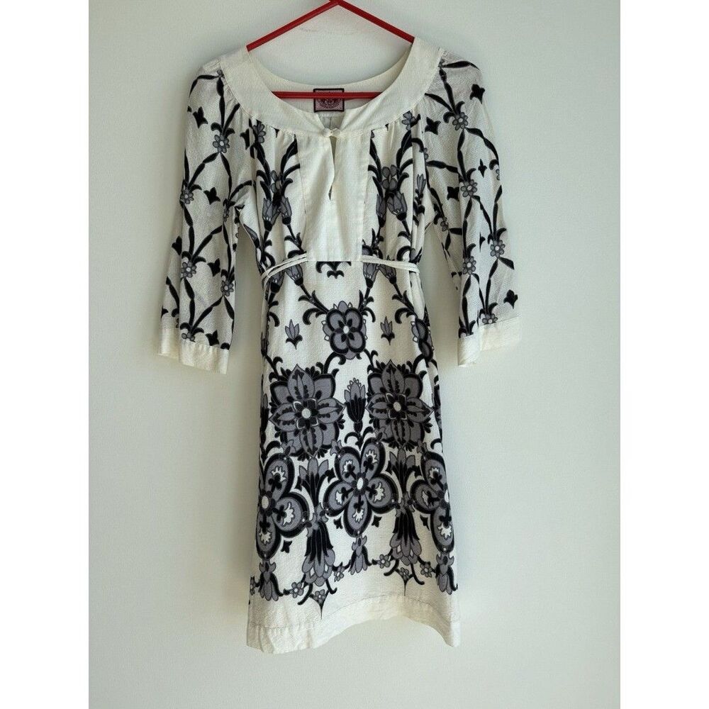 Juicy Couture-Y2K-Boho-Mini Dress-Fully Lined-Angel Black Abigail Print